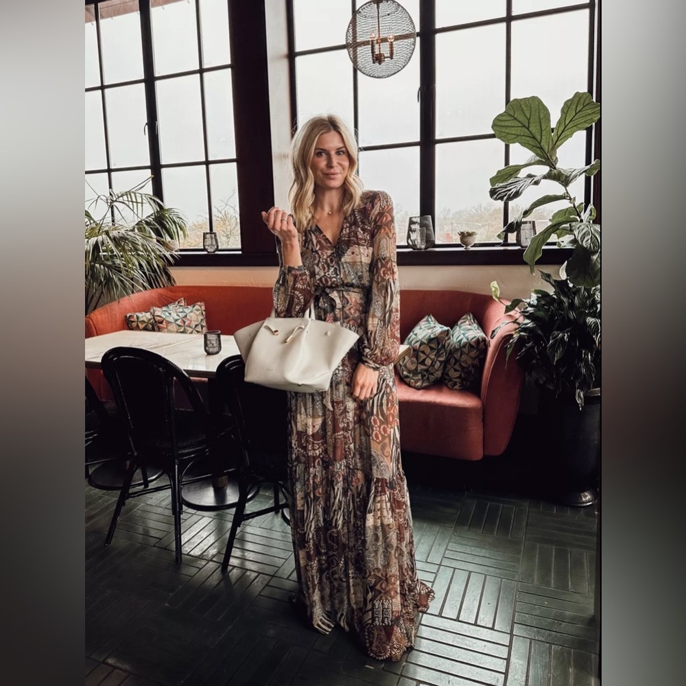 NWT $898 Veronica Beard Isra Printed Silk Maxi Dress Size 2